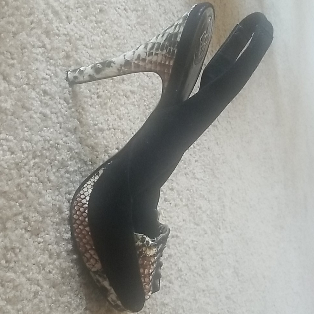 Bcbg Black Suede/Python Trim Open Toe Shoe - image 2